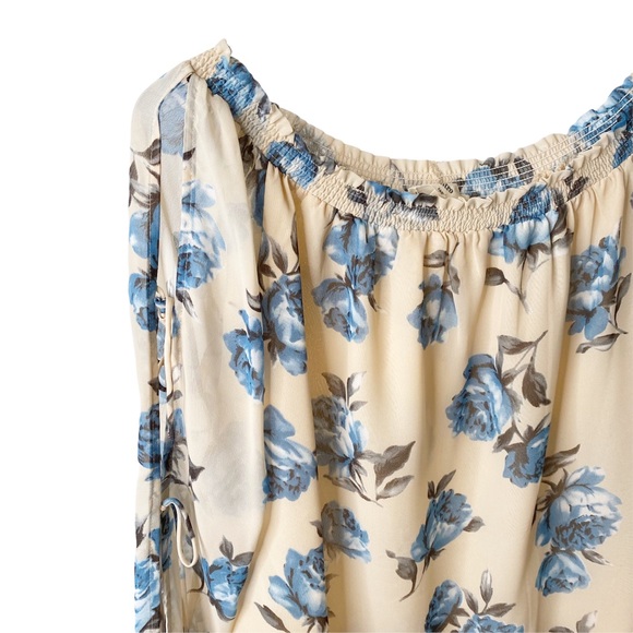 Entro Floral Cold Shoulder Sheer Off Shoulder Blouse Size Small - Picture 3 of 8
